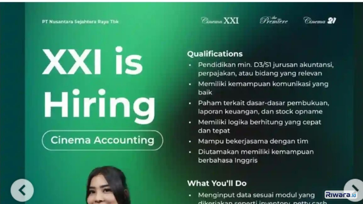 Lowongan kerja di XXI untuk posisi accounting